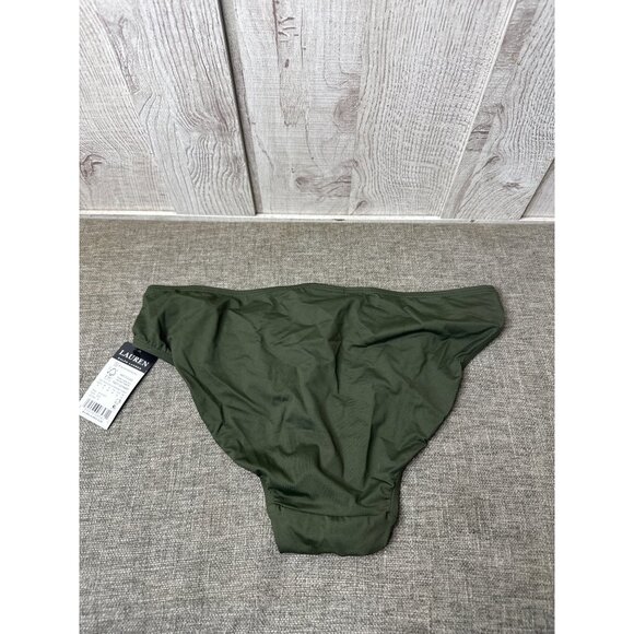 Ralph Lauren Womens Size 6 Olive Green Hipster Bikini Bottom Gold Buckle Accent - Picture 2 of 5